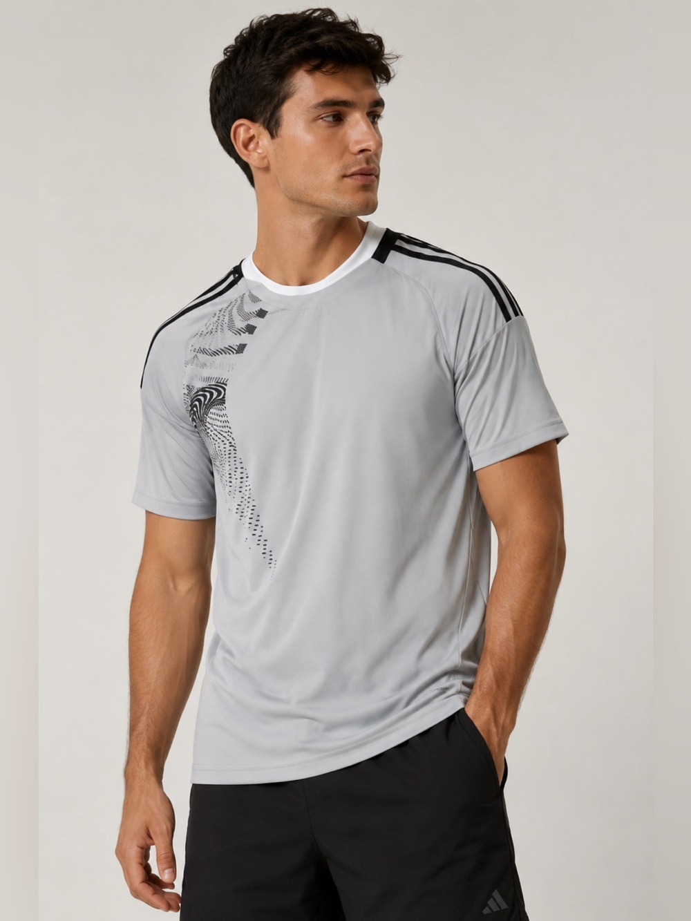 💙 ADIDAS Light Gray and White Performance ClimaCool Short Sleeve Tee